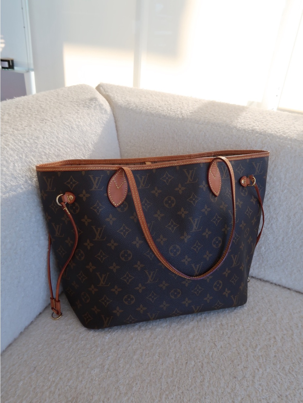 Louis Vuitton Monogram Canvas Tote in Dark Brown with Tan Trim
